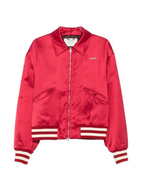 satin-finish embroidered bomber jacket by SECOND/LAYER