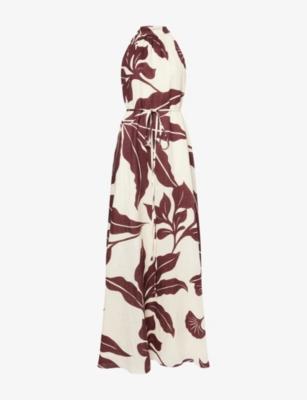 Juntos Printed Halterneck Linen Maxi Dress by SECOND SUMMER