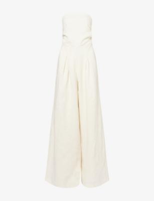 Yves Uro Strapless Linen Jumpsuit by SECOND SUMMER