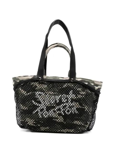 City camouflage mesh-overlay tote bag by SECRET PON PON