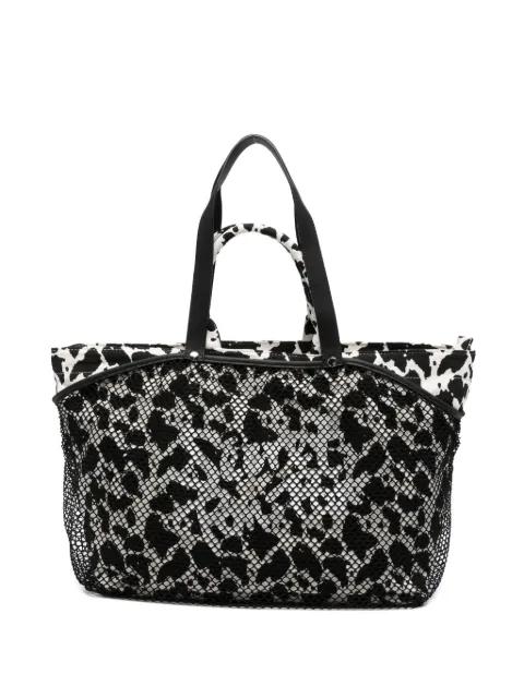 City cow-print mesh tote bag by SECRET PON PON