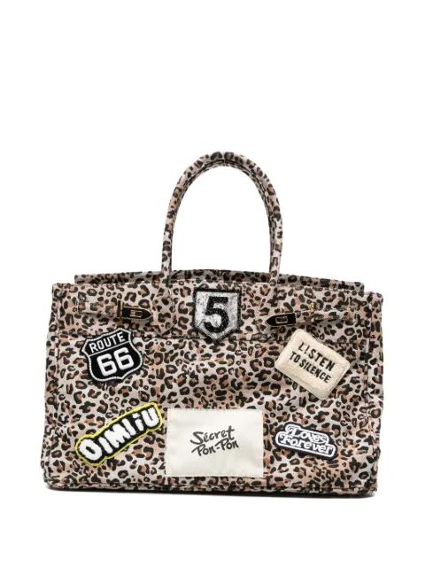 Grace leopard-print patch-detail shoulder bag by SECRET PON PON