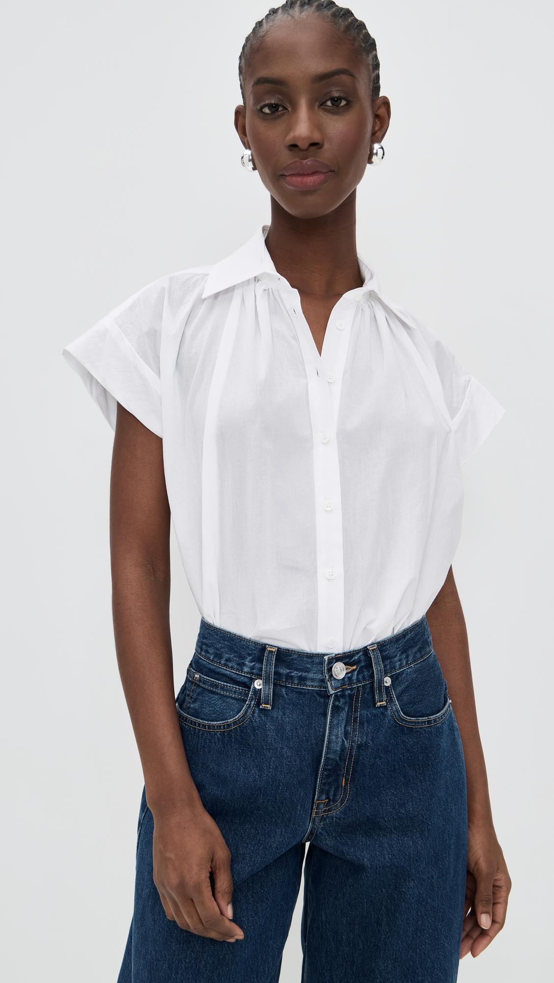 Trinity Button Top In Brushed Cotton by SECULAR