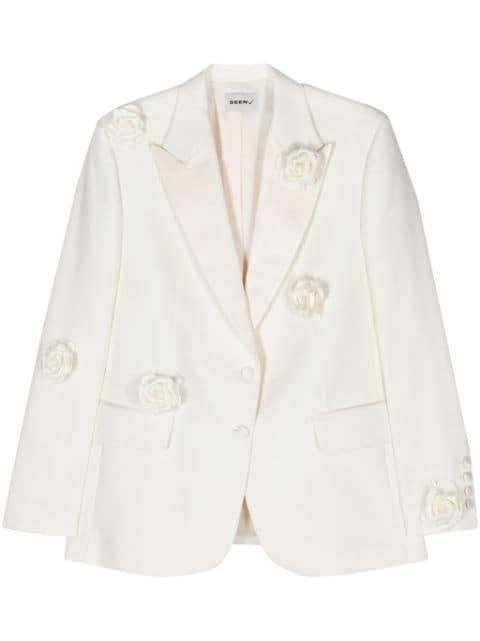 In Bloom floral-appliqué twill blazer by SEEN USERS