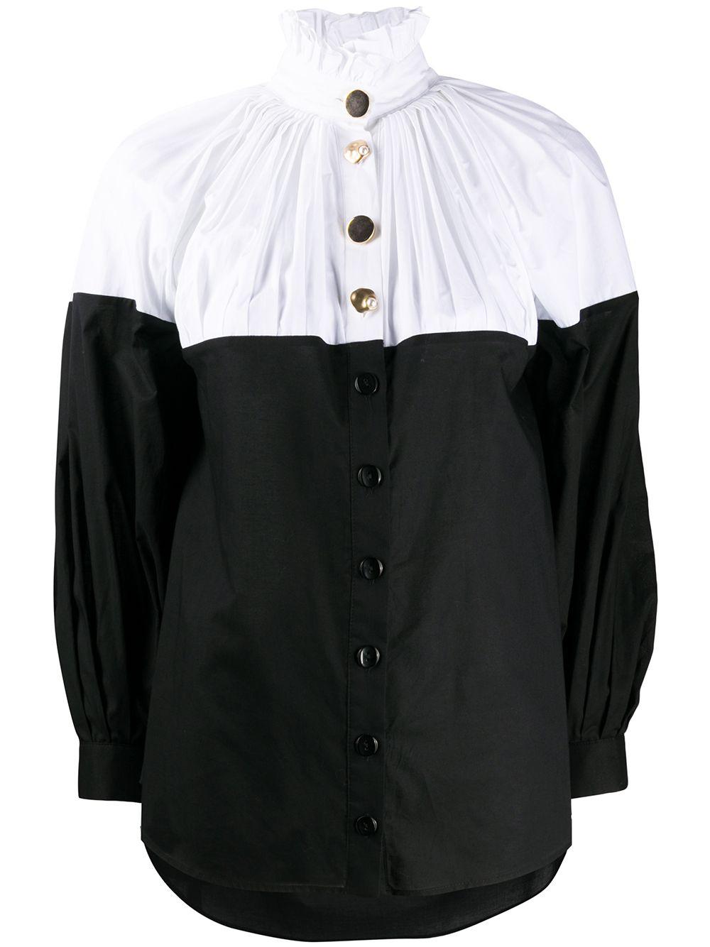 ruffled-neck two-tone shirt by SEEN USERS