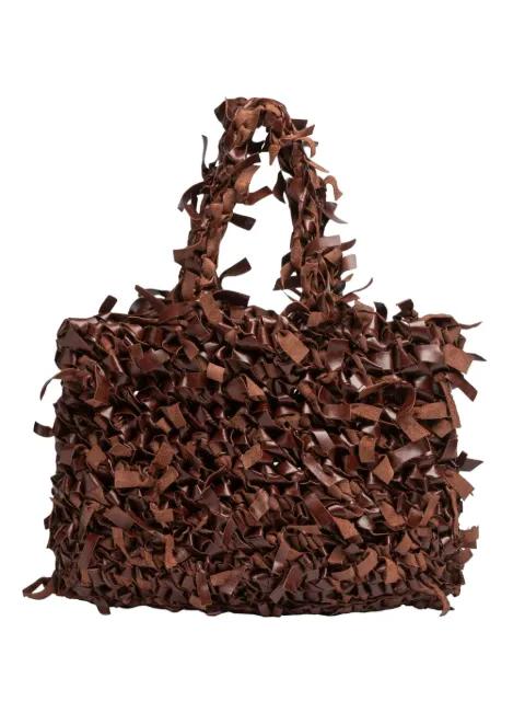 Agape braided leather tote bag by SEFR