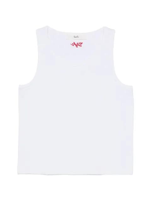 Cyril ribbed-knit logo-embroidered top by SEFR
