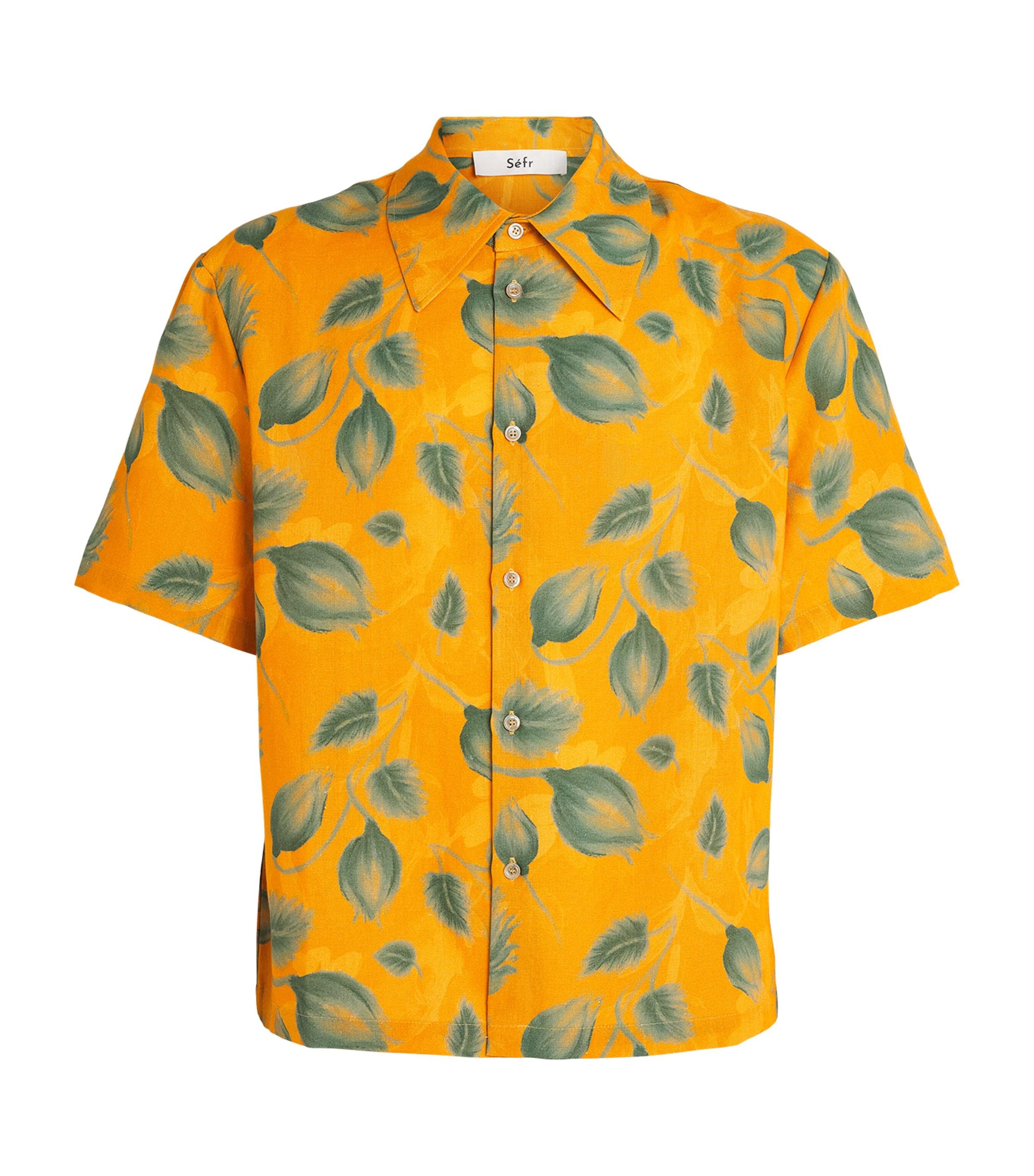 Séfr Linen Leaf Print Dayot Shirt by SEFR