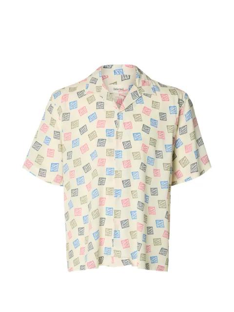 stamps print shirt by SELECTED