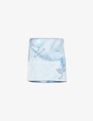 3D Sequin Flower Sleeveless Satin Top by SELF-PORTRAIT