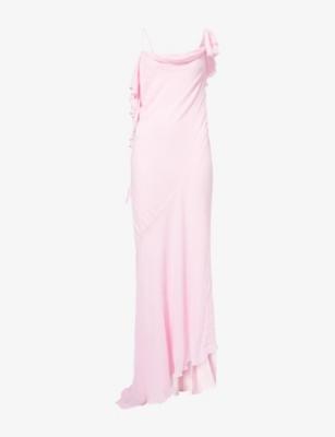 Asymmetric Frilled-Trim Georgette Maxi Dress by SELF-PORTRAIT