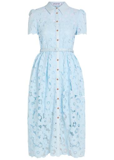 Belted guipure-lace midi shirt dress by SELF-PORTRAIT