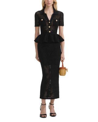 Black Bow Crochet Midi Dress by SELF-PORTRAIT