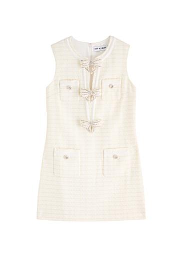 Bow-embellished bouclé mini dress by SELF-PORTRAIT
