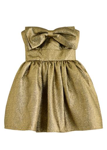 Bow strapless metallic cloqué mini dress by SELF-PORTRAIT
