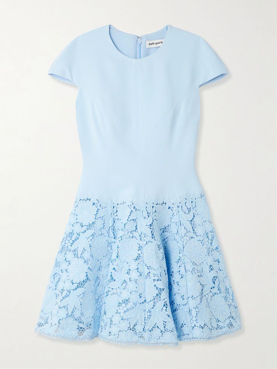 Crepe and guipure lace mini dress by SELF-PORTRAIT