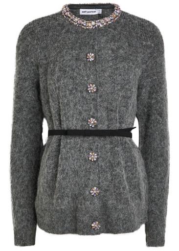 Crystal-embellished knit cardigan by SELF-PORTRAIT