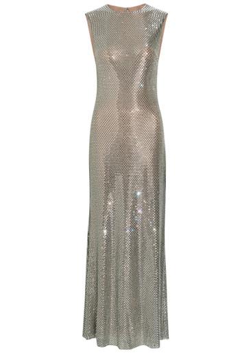 Crystal-embellished mesh maxi dress by SELF-PORTRAIT
