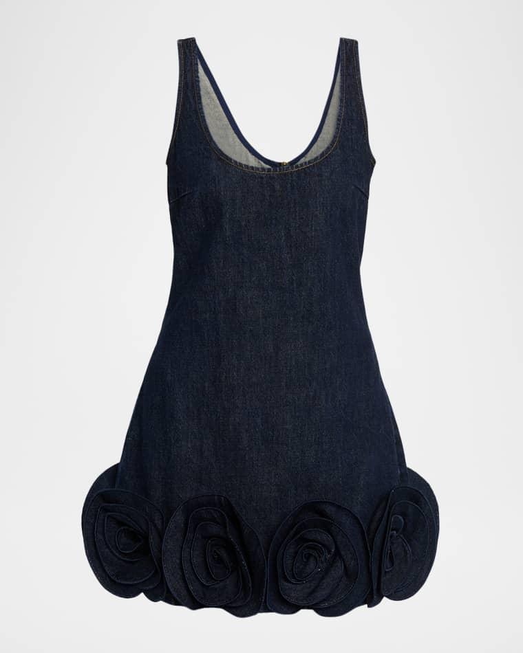 Denim 3D Flower Mini Dress by SELF-PORTRAIT