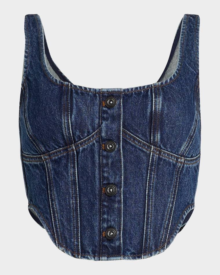 Denim Corset Top by SELF-PORTRAIT
