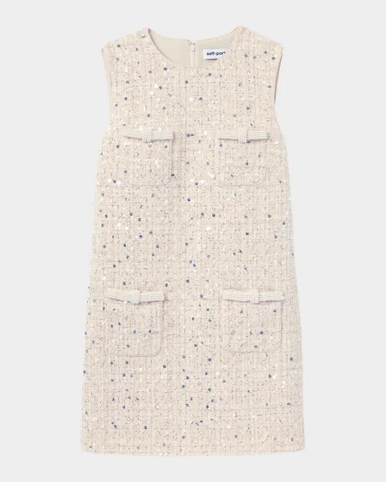 Embellished Boucle Mini Dress by SELF-PORTRAIT