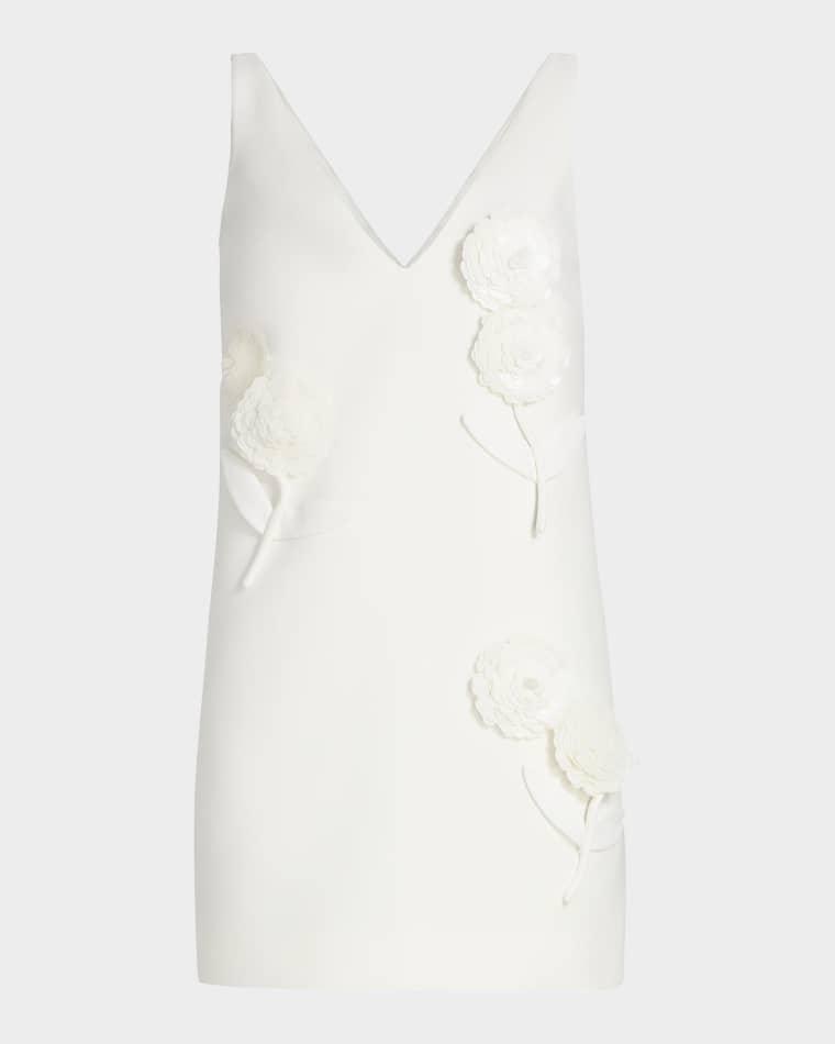Embellished Flower Crepe Mini Dress by SELF-PORTRAIT