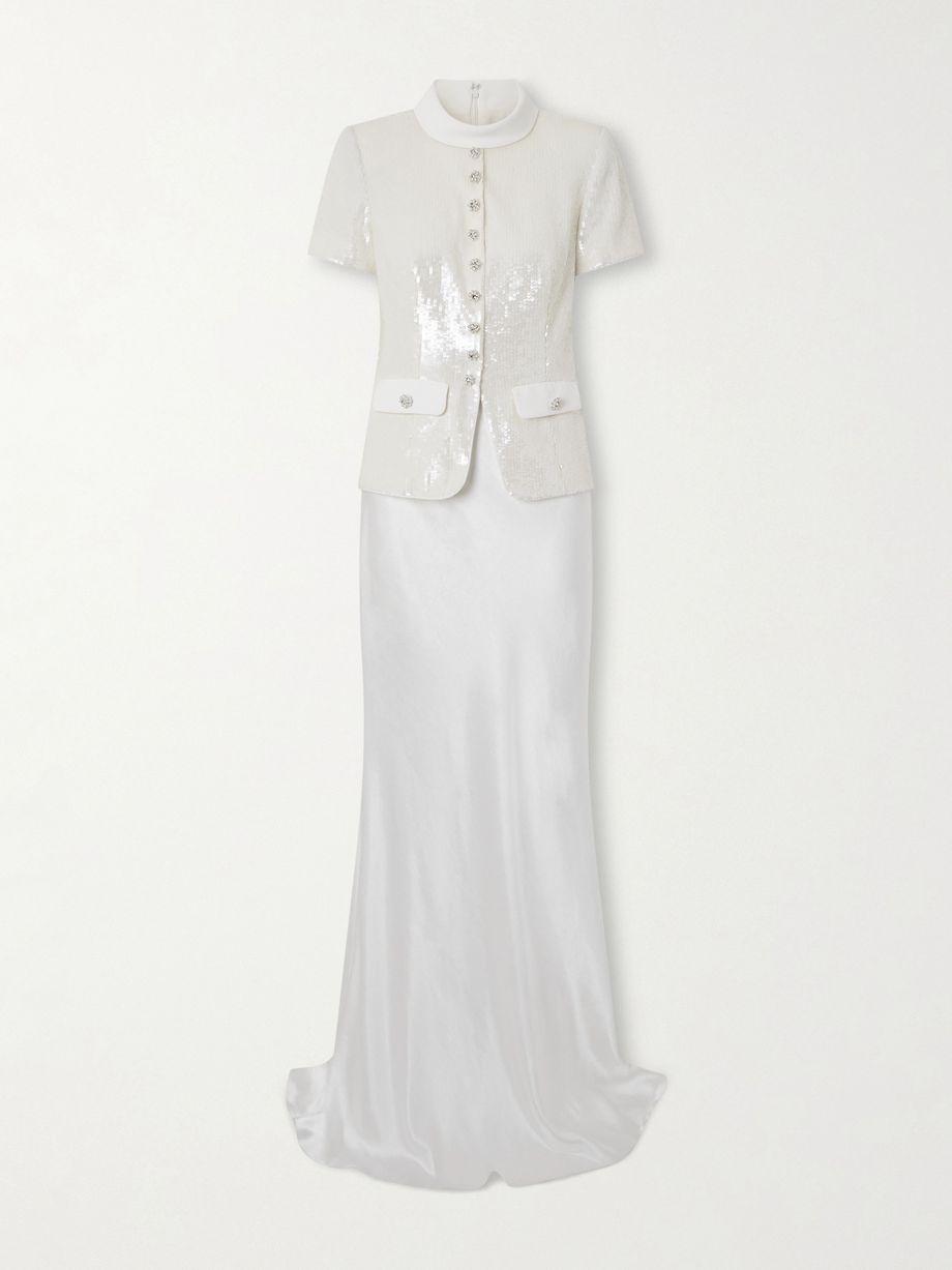 Embellished satin maxi dress by SELF-PORTRAIT