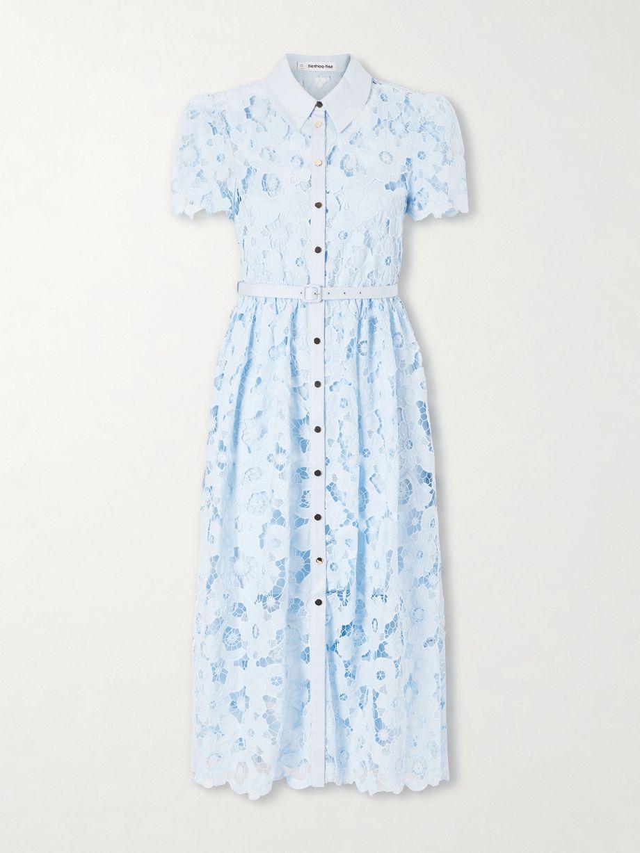 Embroidered guipure lace midi dress by SELF-PORTRAIT