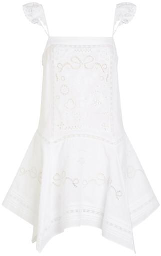 Embroidered linen-blend mini dress by SELF-PORTRAIT