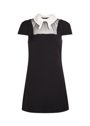 Faux pearl-embellished crepe mini dress by SELF-PORTRAIT