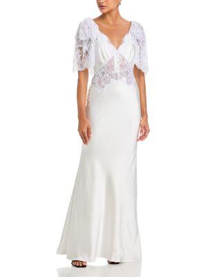 Fine Lace Satin Maxi Dress by SELF-PORTRAIT