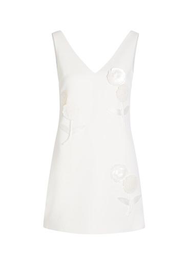 Floral-appliqué crepe mini dress by SELF-PORTRAIT