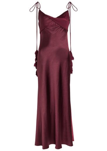 Floral-embellished satin maxi dress by SELF-PORTRAIT