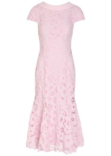 Floral guipure lace midi dress by SELF-PORTRAIT