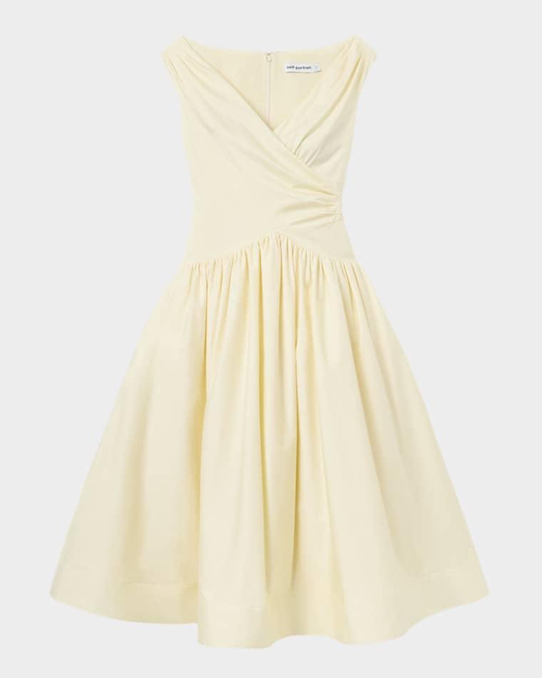 Gathered Cotton Midi Dress by SELF-PORTRAIT