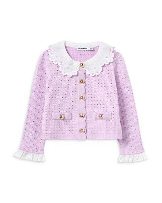 Girls' Pointelle Ribbed Knit Cardigan - Little Kid by SELF-PORTRAIT