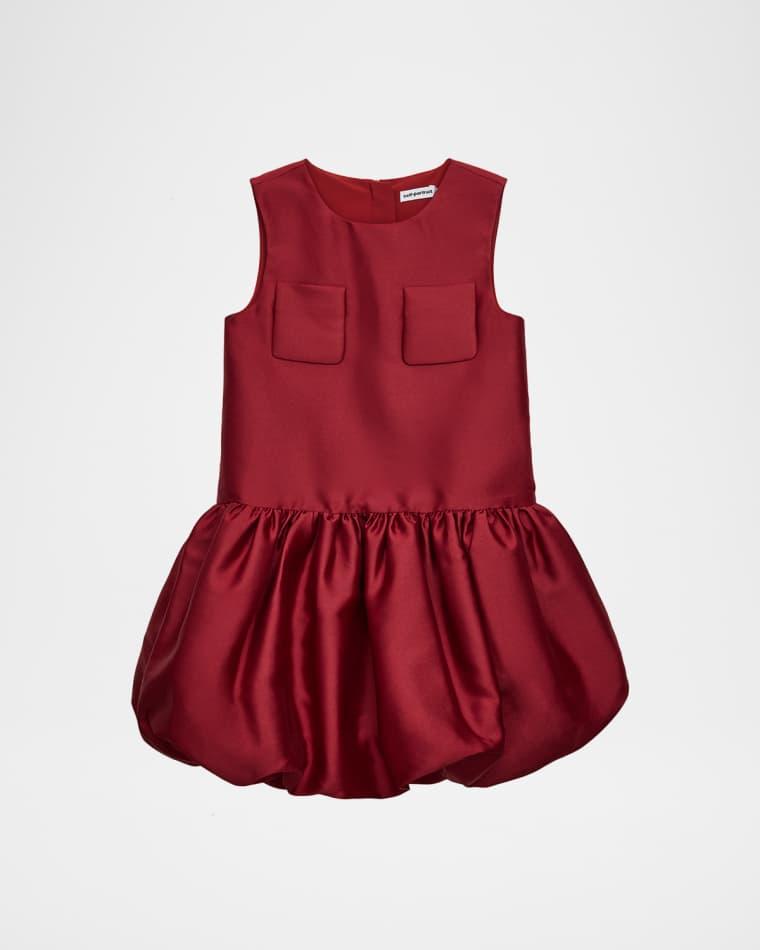 Girl's Sleeveless Bubble-Hem Taffeta Dress, Size 3-12 by SELF-PORTRAIT