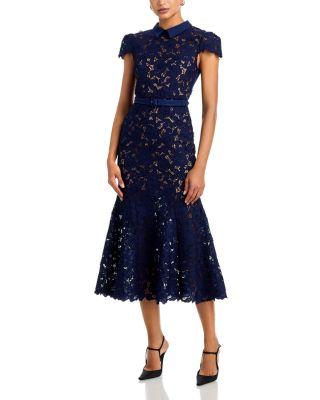 Guipure Lace Midi Dress by SELF-PORTRAIT