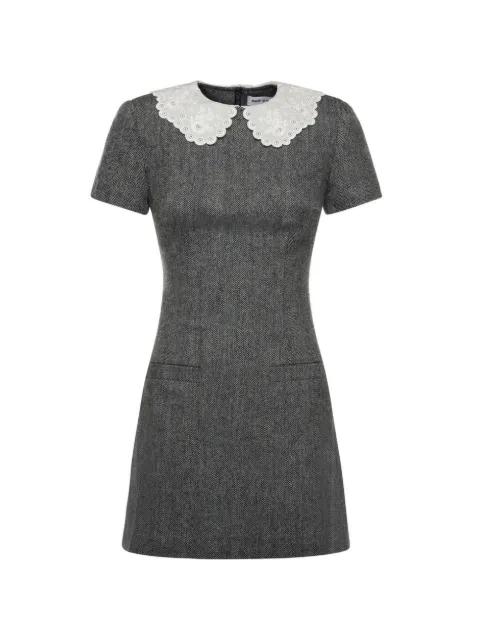 Herringbone lace collar mini dress by SELF-PORTRAIT