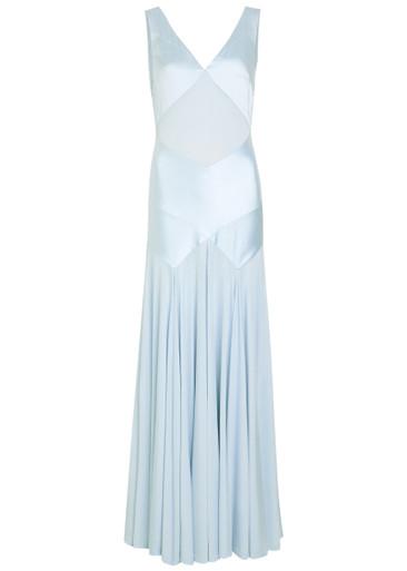 Panelled satin and stretch-jersey maxi dress by SELF-PORTRAIT