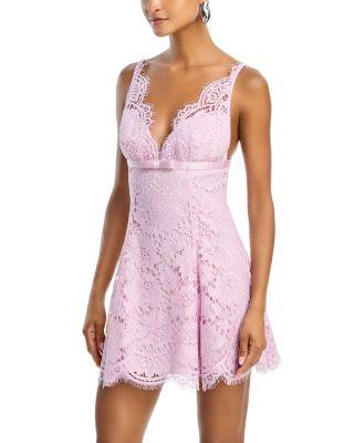 Pink Floral Lace Mini Dress by SELF-PORTRAIT