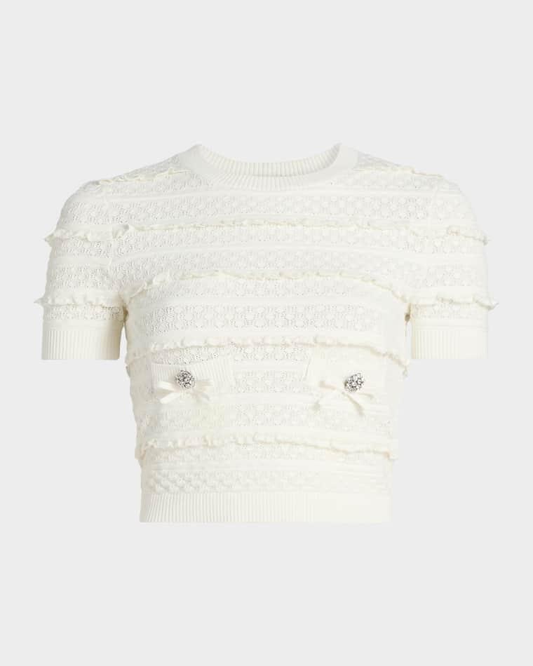 Pointelle Knit Crop Top by SELF-PORTRAIT