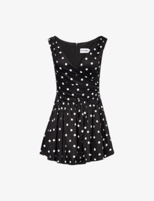 Polka Dot V-Neck Cotton-Blend Mini Dress by SELF-PORTRAIT