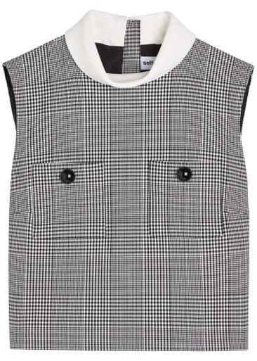 Prince Of Wales checked woven top by SELF-PORTRAIT