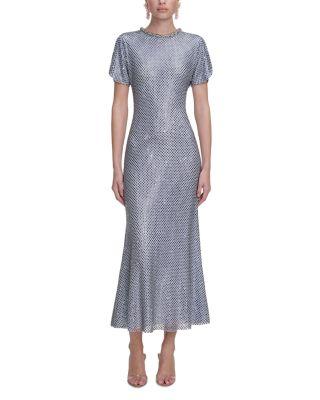 Rhinestone Mesh Midi Dress by SELF-PORTRAIT