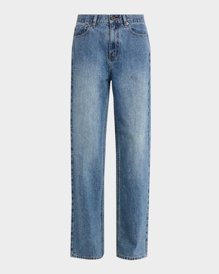 Rhinestone Straight-Leg Jeans by SELF-PORTRAIT