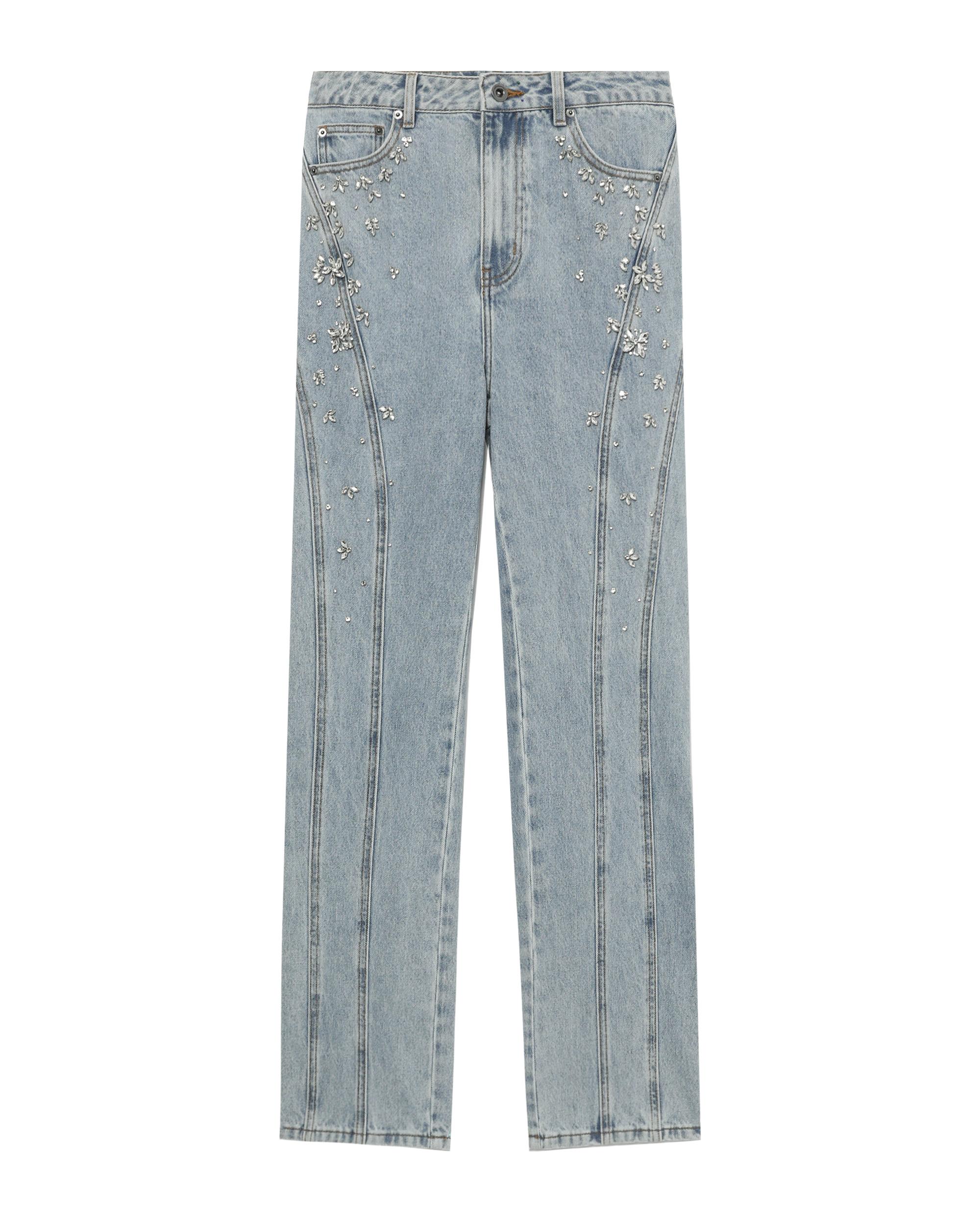 Rhinestone embellished jeans by SELF-PORTRAIT
