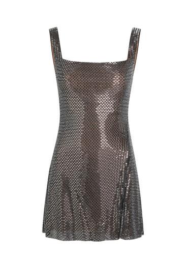 Rhinestone-embellished mesh mini dress by SELF-PORTRAIT