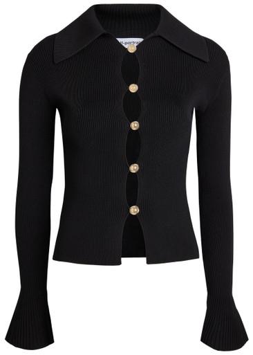 Ribbed stretch-knit top by SELF-PORTRAIT
