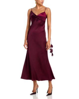 Satin Flower Midi Dress by SELF-PORTRAIT